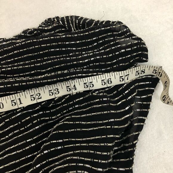 NWT Parker Theron Liquid Silver Beaded Dress 0 New with Tags Black Vneck Split - Picture 7 of 8